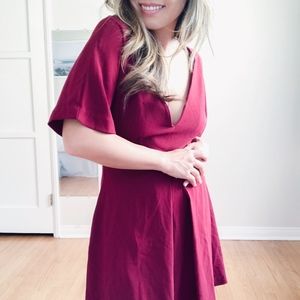 Berry bell sleeve dress